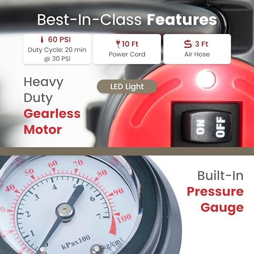 Heavy duty 12V portable tire inflator — photo 3