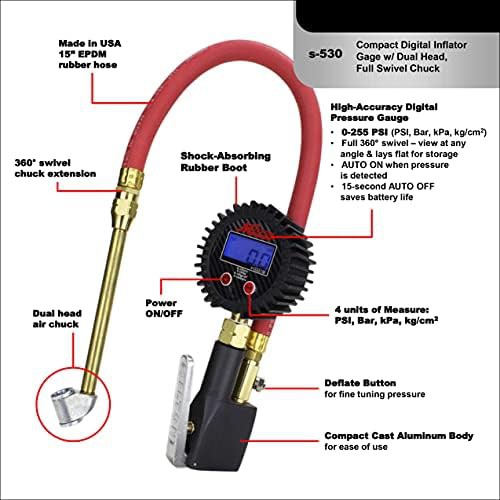 Matte black digital inflator with dual head — photo 5