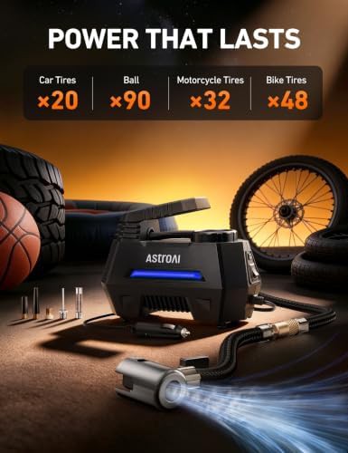 Blue portable 12V DC tire inflator — photo 4