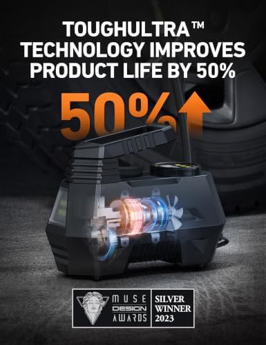 Blue portable 12V DC tire inflator — photo 5