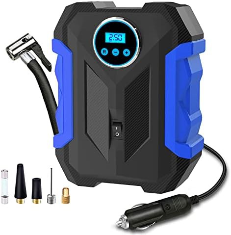 Blue Portable Digital Tire Inflator with Auto Shutoff
