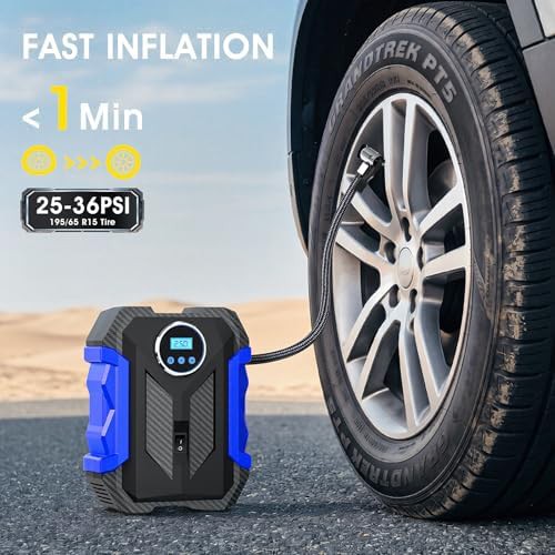 Blue Portable Digital Tire Inflator with Auto Shutoff — photo 3