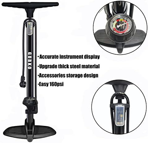 Portable Floor Bike Pump with Pressure Gauge — photo 4