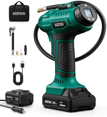 Cordless battery powered portable inflator