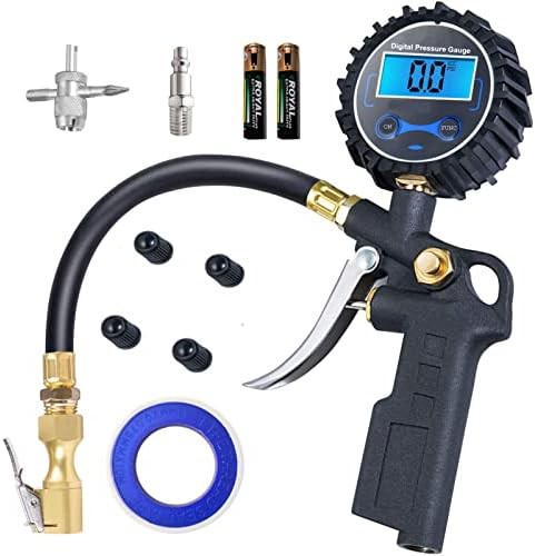 Heavy duty digital pressure gauge and inflator