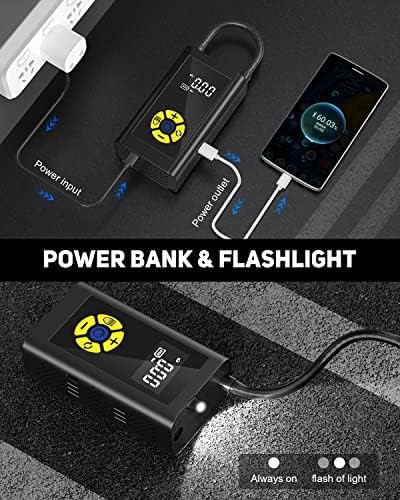 Rechargeable tire inflator with emergency flashlight — photo 4