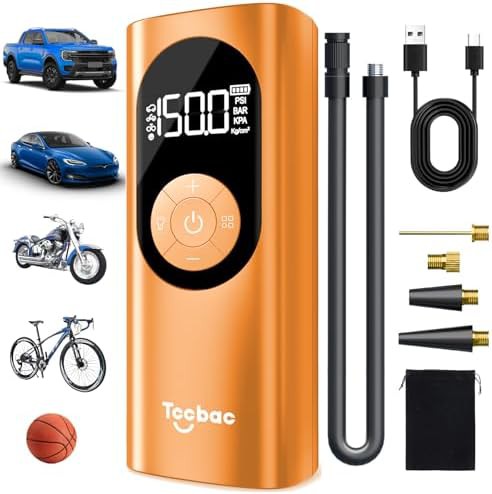 Portable cordless air pump with LED light