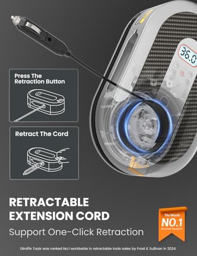 Retractable cord 12V car air pump — photo 3
