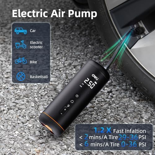 Black dual screen portable air compressor — photo 3