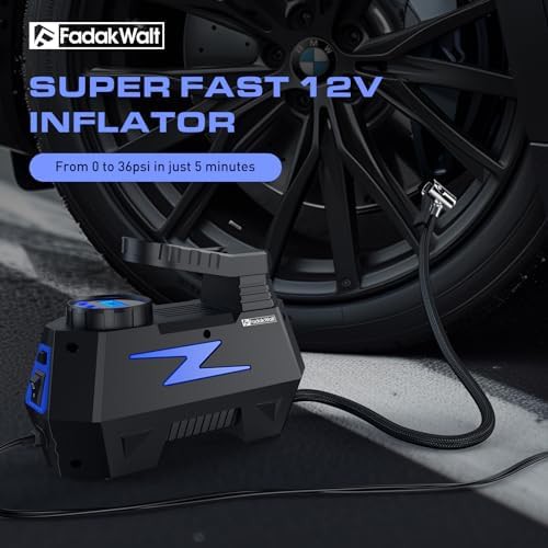 Blue portable 12V DC car tire inflator — photo 4