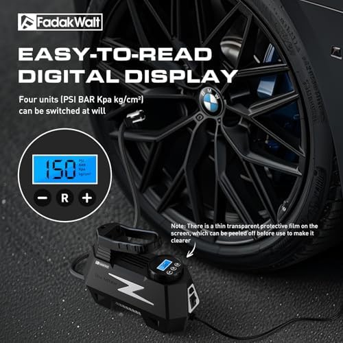 Silver portable car air pump with metal valve — photo 5