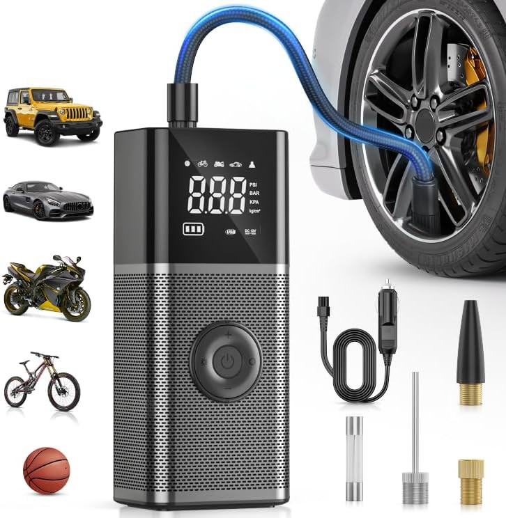 Rechargeable cordless dual power tire inflator