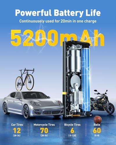 Rechargeable LED light tire compressor — photo 4