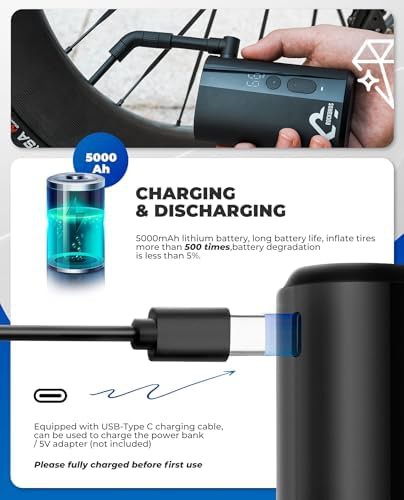 Mini electric bike pump with auto shut-off — photo 3