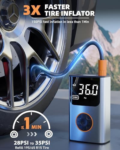 Silver compact digital pump for cars — photo 2