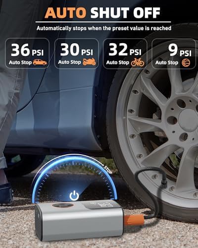 Silver compact digital pump for cars — photo 4