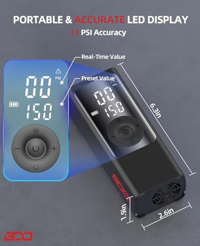 Cordless portable tire inflator with dual lcd display — photo 4