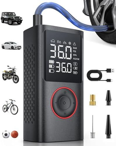 Black Standard Capacity Car Tire Inflator