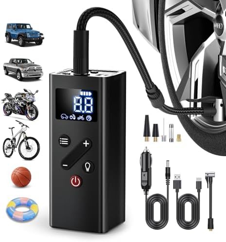 Black cordless air pump with pressure detection