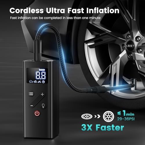 Black cordless air pump with pressure detection — photo 3