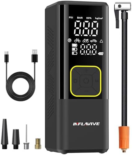 Portable digital car tire pump with light