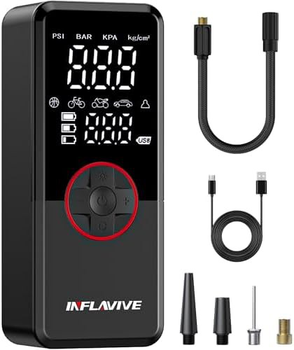 Compact electric tire air pump with gauge