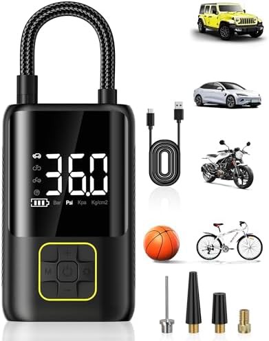One click smart tire inflator compressor