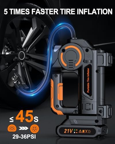 Orange Portable Air Compressor with LED Flashlight — photo 3