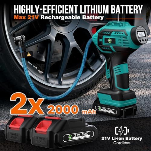 Blue Cordless Handheld Tire Pump with Gauge — photo 3
