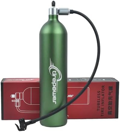 Dark green tubeless bicycle tire inflator