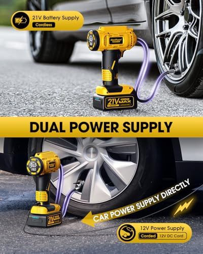 Yellow cordless compressor with HD digital gauge — photo 5