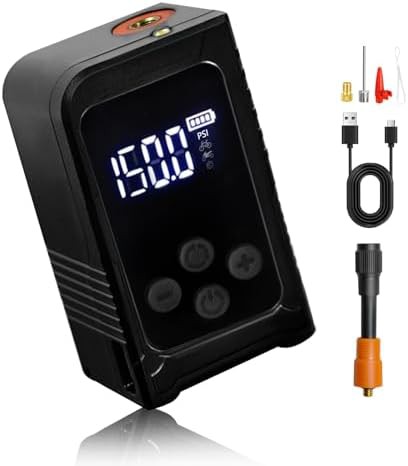 Mini bike tire pump with digital gauge