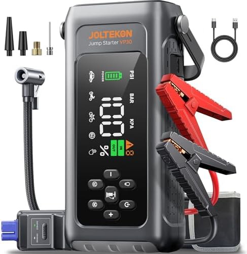 Red Portable Jump Starter and Compressor