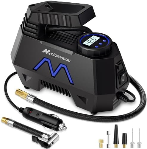 Blue portable car air compressor pump