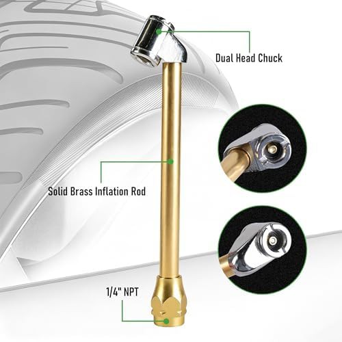 Heavy duty tire inflator with dual head chuck — photo 4