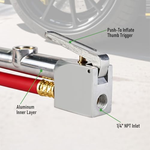 Heavy duty tire inflator with dual head chuck — photo 5