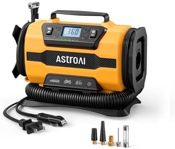 Dual power 120V AC and 12V DC tire pump