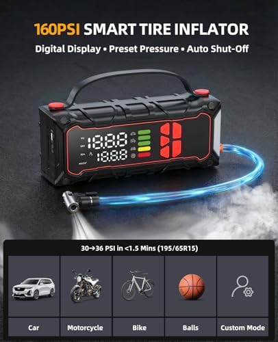 Car jump starter and 160 PSI inflator — photo 4