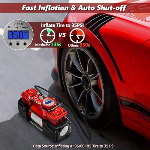 Dual cylinder digital tire inflator in red — photo 5