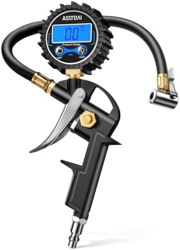 Digital tire pressure gauge with inflator