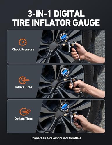 Digital tire pressure gauge with inflator — photo 3
